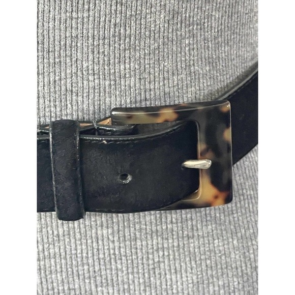 WCM New York Womens Suede Leather Size Medium Tortoise Shell Style Buckle Belt - Picture 5 of 10